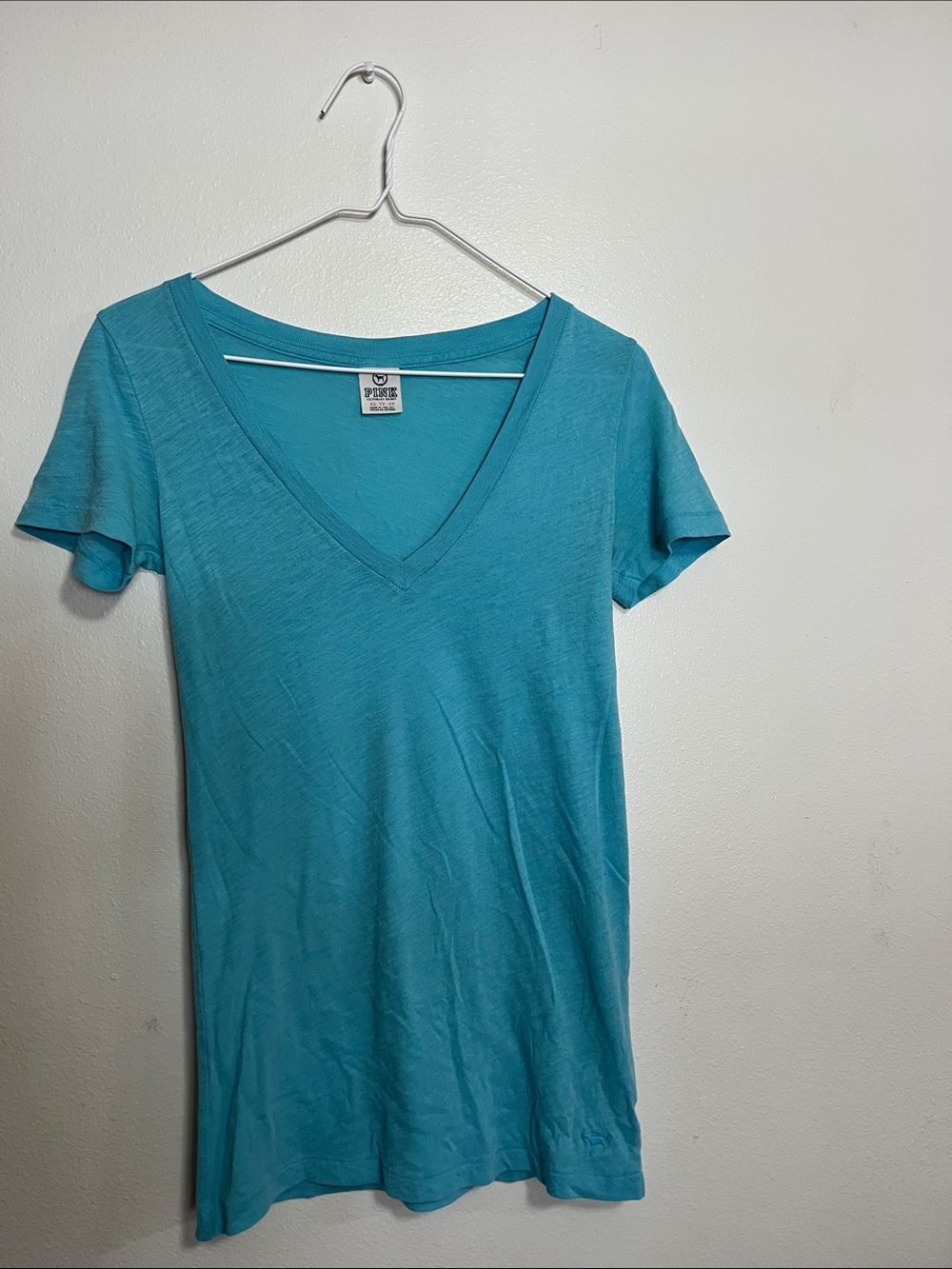 PINK Victoria's Secret Teal V-Neck Short Sleeve Tee